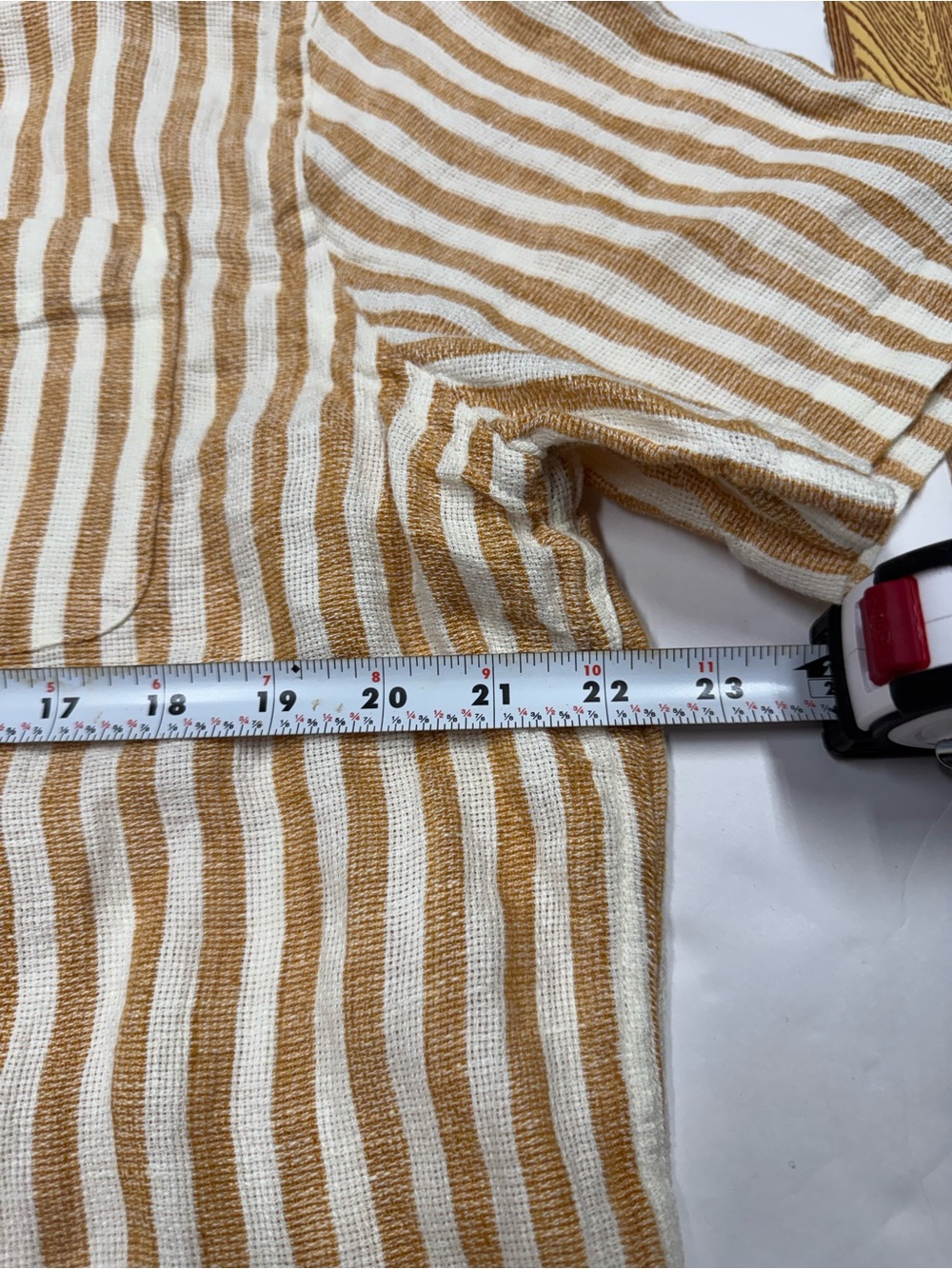 Faherty Palma 100% Linen Shirt Men’s Large Short Sleeve Yellow Striped Casual - Picture 6 of 7